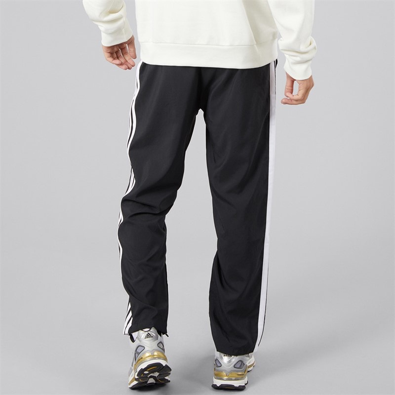Mens Essentials 3-Stripes Open Hem Track Pants Black/White - Image 2