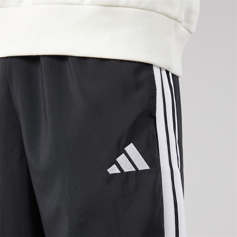 Mens Essentials 3-Stripes Open Hem Track Pants Black/White - Image 3