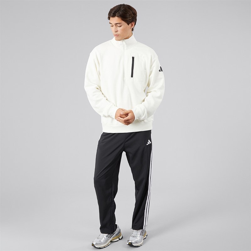 Mens Essentials 3-Stripes Open Hem Track Pants Black/White - Image 4