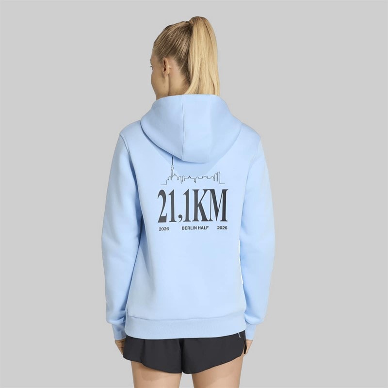 Womens Berlin Half Marathon Running Hoodie Glow Blue - Image 2