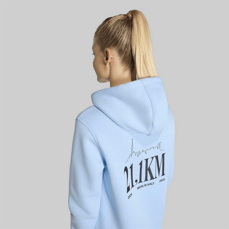 Womens Berlin Half Marathon Running Hoodie Glow Blue - Image 4