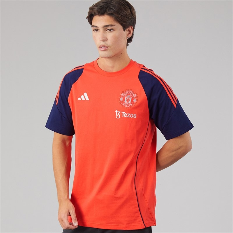 adidas Mens MUFC Manchester United Tiro 24 T-Shirt Bright Red/Night Indigo