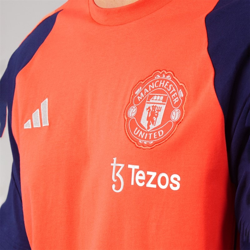 Mens MUFC Manchester United Tiro 24 T-Shirt Bright Red/Night Indigo - Image 3