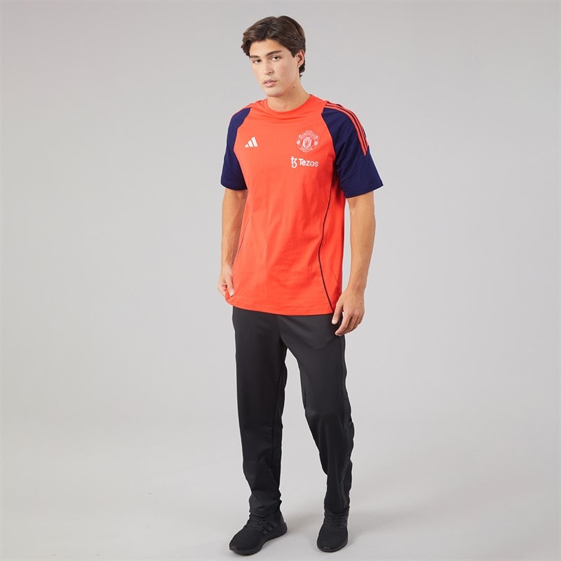 Mens MUFC Manchester United Tiro 24 T-Shirt Bright Red/Night Indigo - Image 4