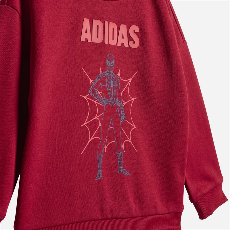 Infant adidas x Marvel Spider-Man Sweatshirt And Joggers Set Active Maroon/Off White - Image 2