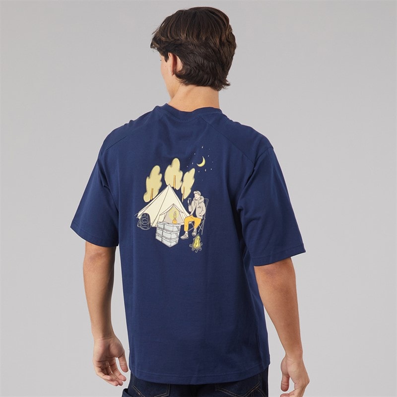 Mens Codes Doodle Camp Back Graphic T-Shirt Night Indigo - Image 3