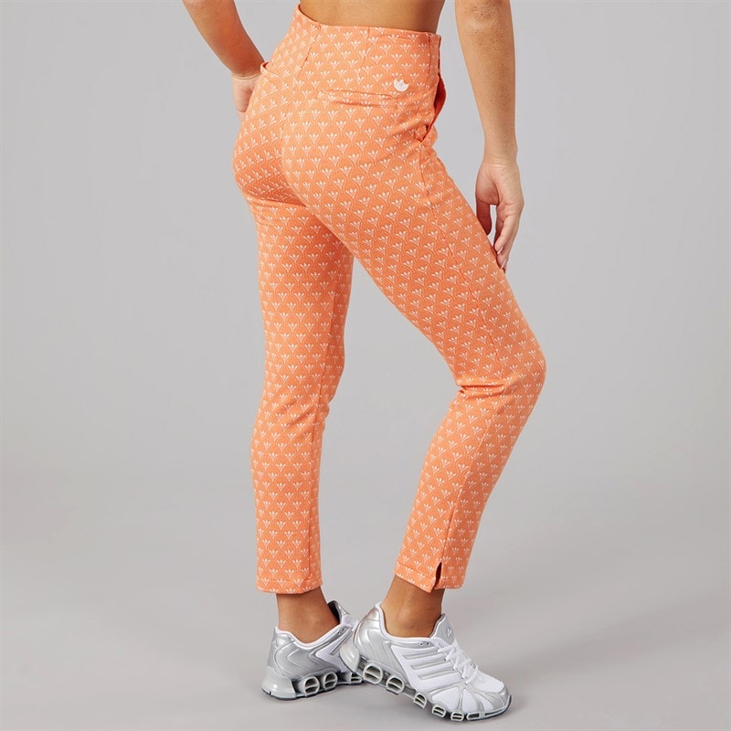 Womens All Over Print Golf Trousers Dusky Orange - Image 2