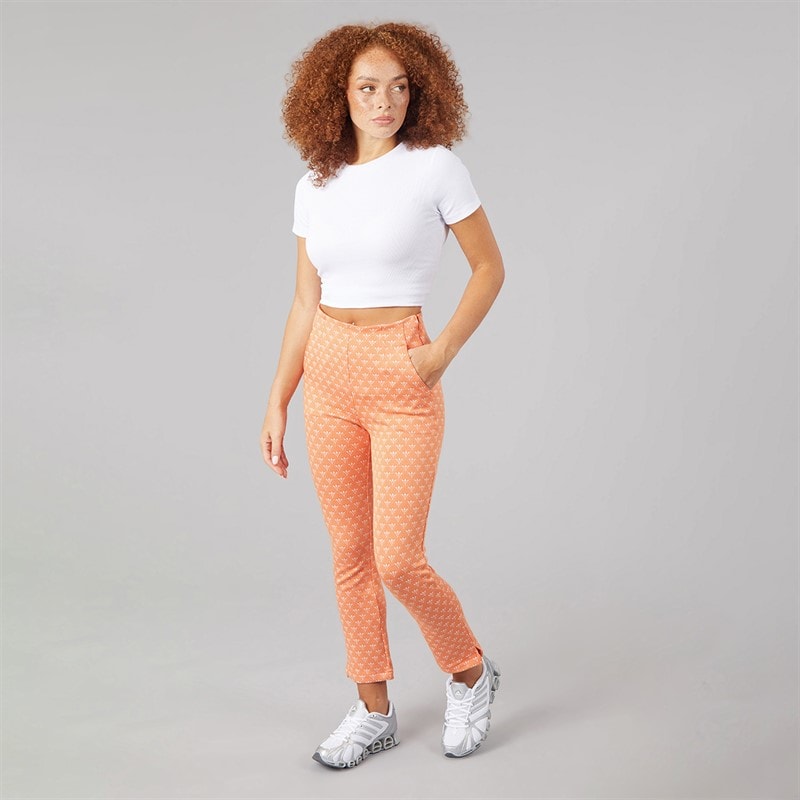 Womens All Over Print Golf Trousers Dusky Orange - Image 4