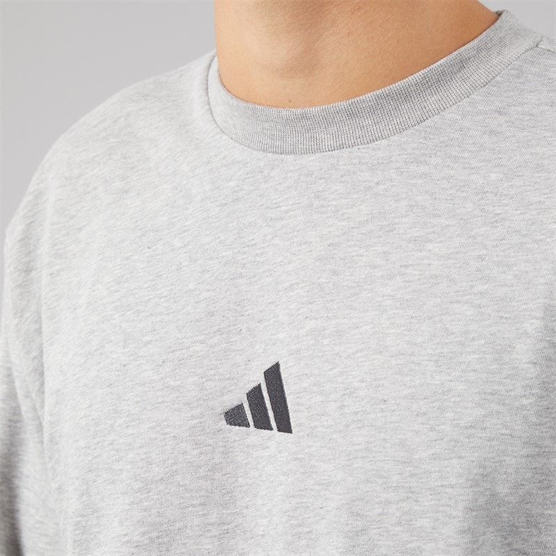 Mens Essentials 3-Stripes Sweatshirt Medium Grey Heather/Black - Image 3