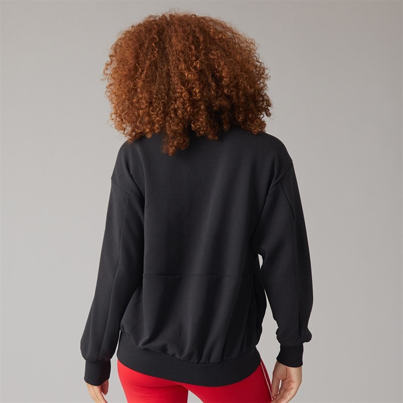 Womens Soft Lux Loose Full Zip Sweatshirt Black - Image 2
