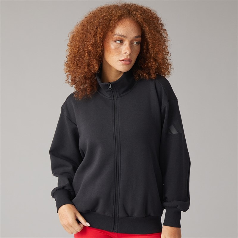 Womens Soft Lux Loose Full Zip Sweatshirt Black - Image 3