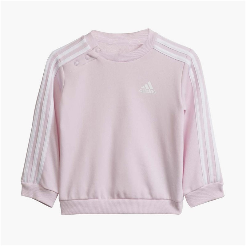 Infant Girls Essentials 3-Stripes Sweatshirt And Joggers Set Clear Pink/White - Image 2