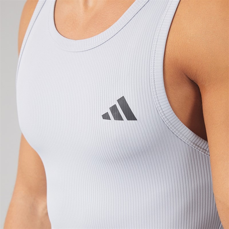 Mens Primelift Essentials Workout Rib Tank Top Halo Silver - Image 3