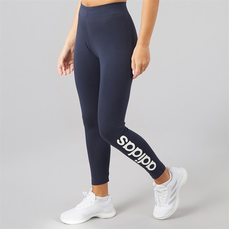 Womens Essentials Linear Logo Leggings Legend Ink/White - Image 3