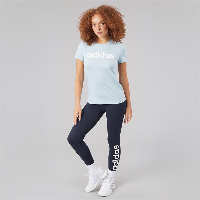 Womens Essentials Linear Logo Leggings Legend Ink/White - Image 4