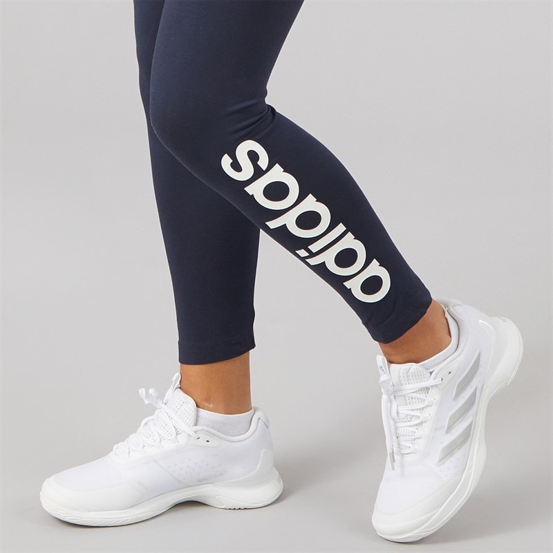 Womens Essentials Linear Logo Leggings Legend Ink/White - Image 5