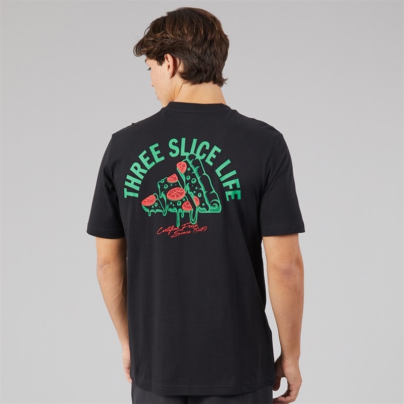 Mens Lounge Pizza Back Graphic T-Shirt Black - Image 3