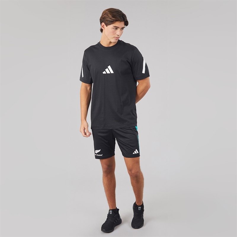 Mens New Zealand All Blacks Gym Shorts All Black/Pure Teal - Image 4