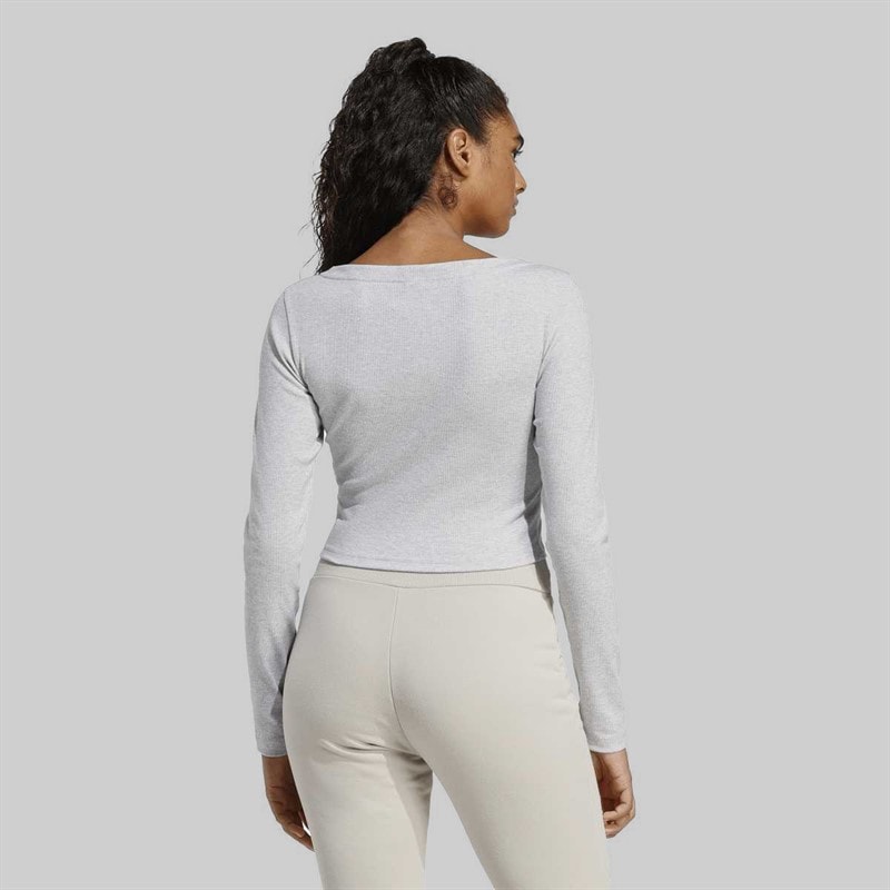 Womens Seasonal Essentials Rib Zip Cardigan Light Grey Heather - Image 2
