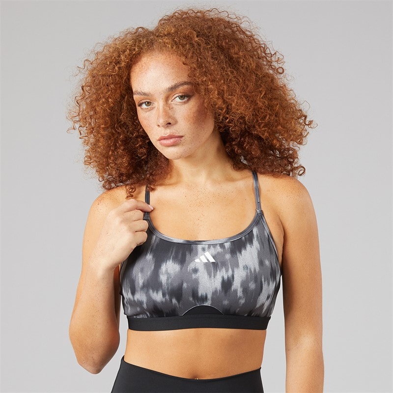 Womens Aeroreact Training Essentials Light Support Sports Bra Grey Two/Black - Image 3