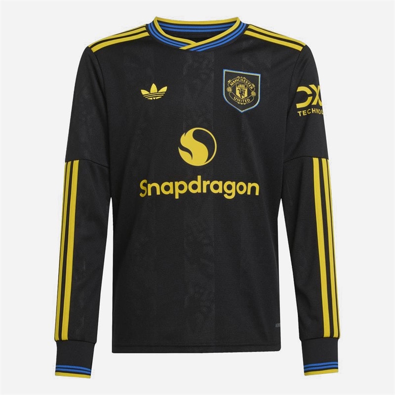 adidas Junior MUFC Manchester United 25/26 Third Long Sleeve Jersey Black