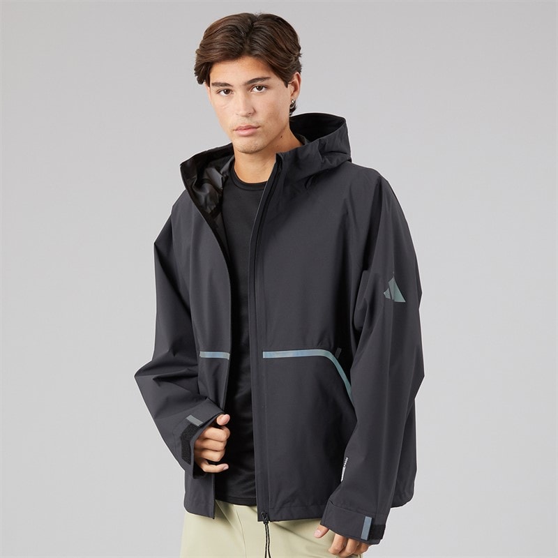 adidas Mens Myshelter Climaproof Hooded Rain Jacket Black