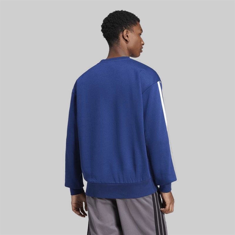 Mens Essentials 3 Stripes Sweatshirt Dark Blue/White - Image 2