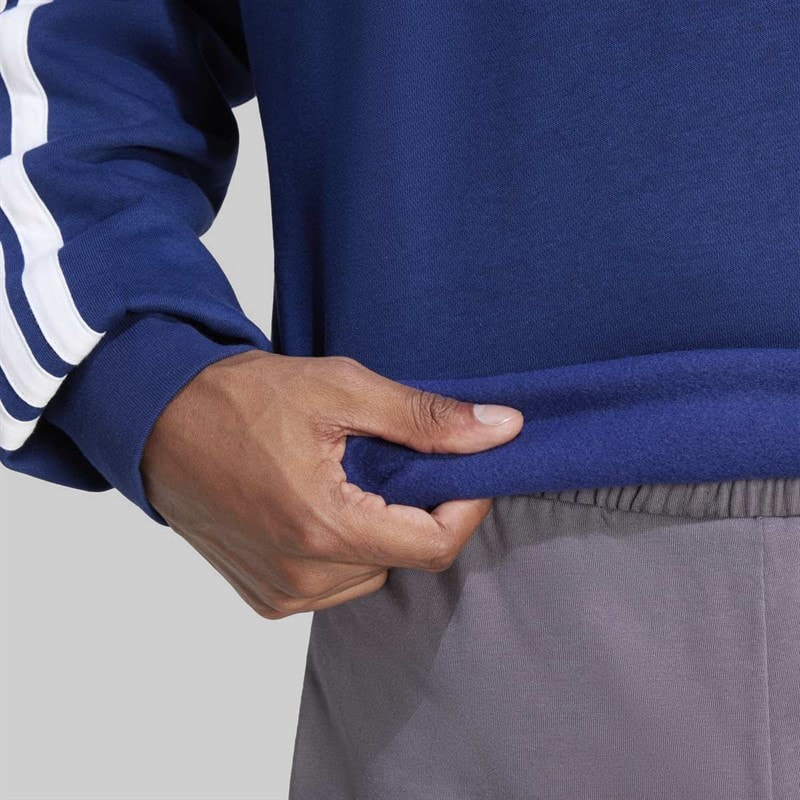 Mens Essentials 3 Stripes Sweatshirt Dark Blue/White - Image 5