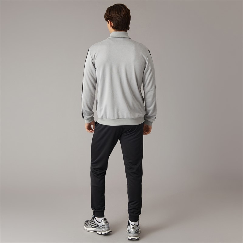 Mens 3 Stripes French Terry Tracksuit Medium Grey Heather/Solid Grey - Image 2