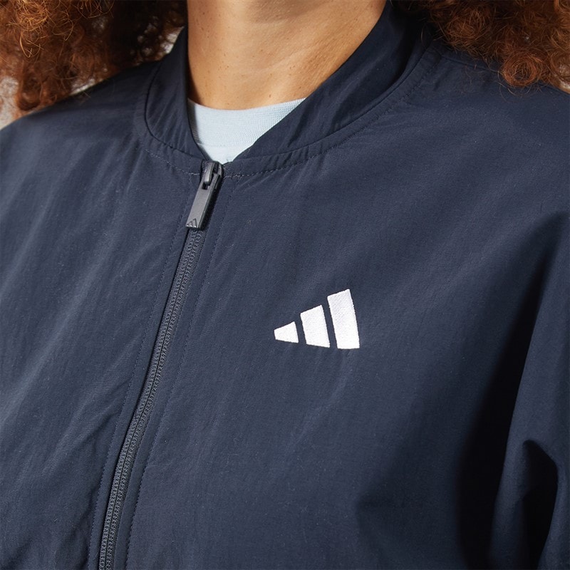 Womens Essentials 3-Stripes Woven Windbreaker Jacket Night Navy/Ice Blue - Image 5