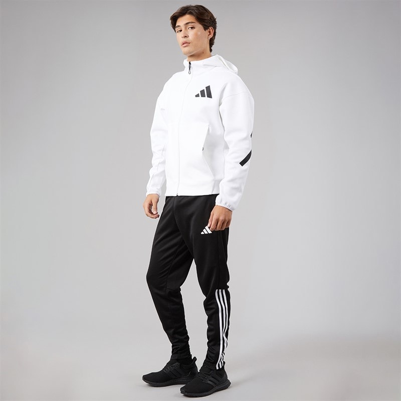 Mens Sereno Aeroready 3 Stripes Tapered Track Pants Black/White - Image 4