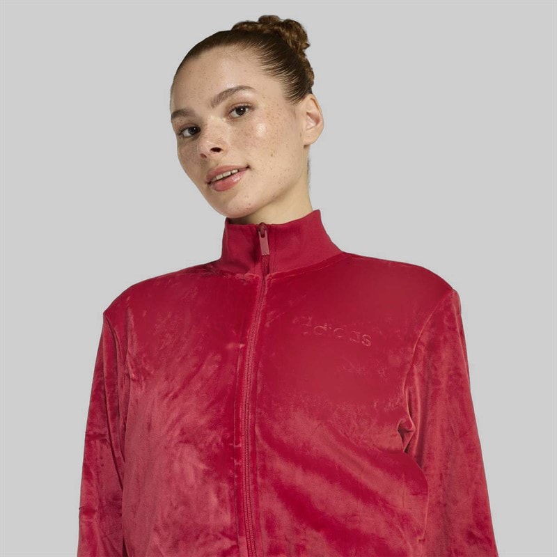 Womens Glam Velvet Tracksuit Active Maroon - Image 3