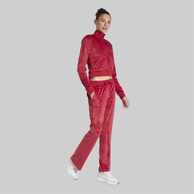 Womens Glam Velvet Tracksuit Active Maroon - Image 5