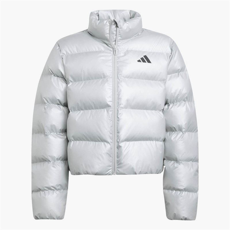 Junior Synthetic Down Puffer Jacket Silver Metallic/Black Reflective - Image 3
