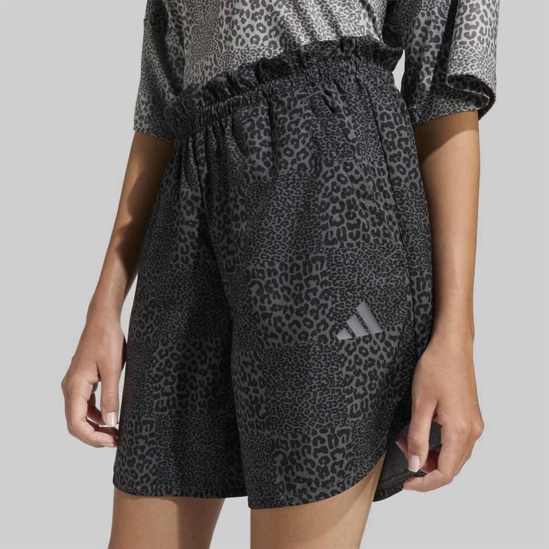 adidas Junior Girls Sport Icons Printed Shorts Black/Grey Six/Grey Four