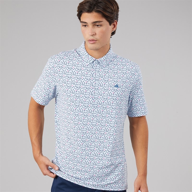 Mens Ultimate365+ Soft Print Golf Polo Crystal Sky/Dusky Petrol - Image 1