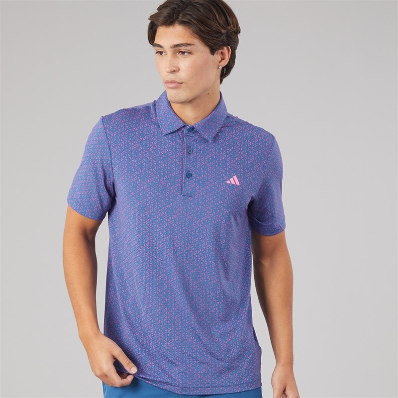Mens Ultimate365 Mesh Tango Print Climacool Golf Polo Dusky Petrol/Lucid Pink - Image 1