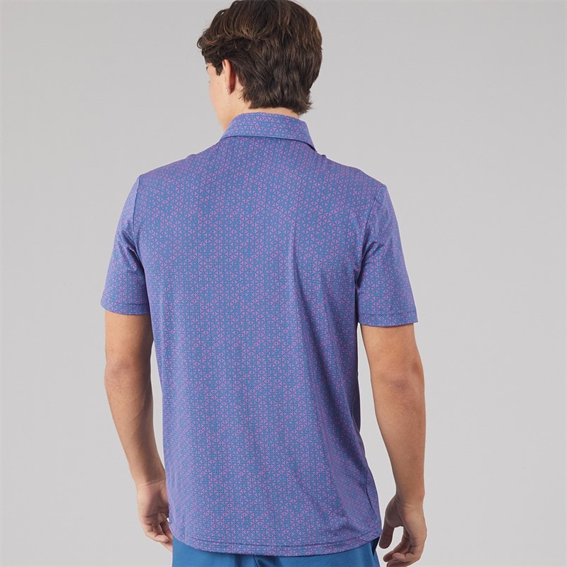 Mens Ultimate365 Mesh Tango Print Climacool Golf Polo Dusky Petrol/Lucid Pink - Image 2