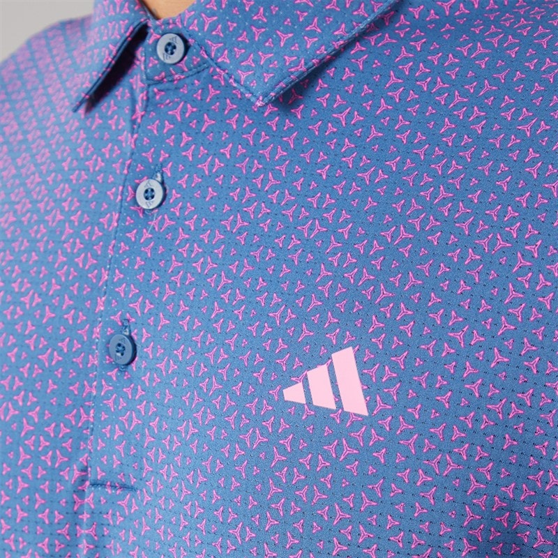 Mens Ultimate365 Mesh Tango Print Climacool Golf Polo Dusky Petrol/Lucid Pink - Image 3