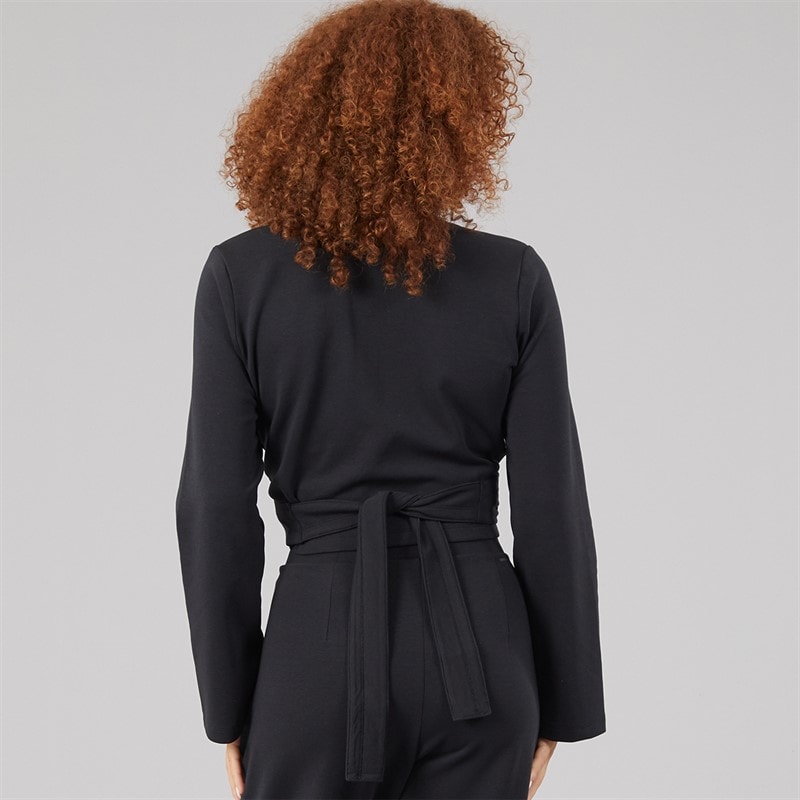 Womens Yoga Cover Up Top Black - Image 2