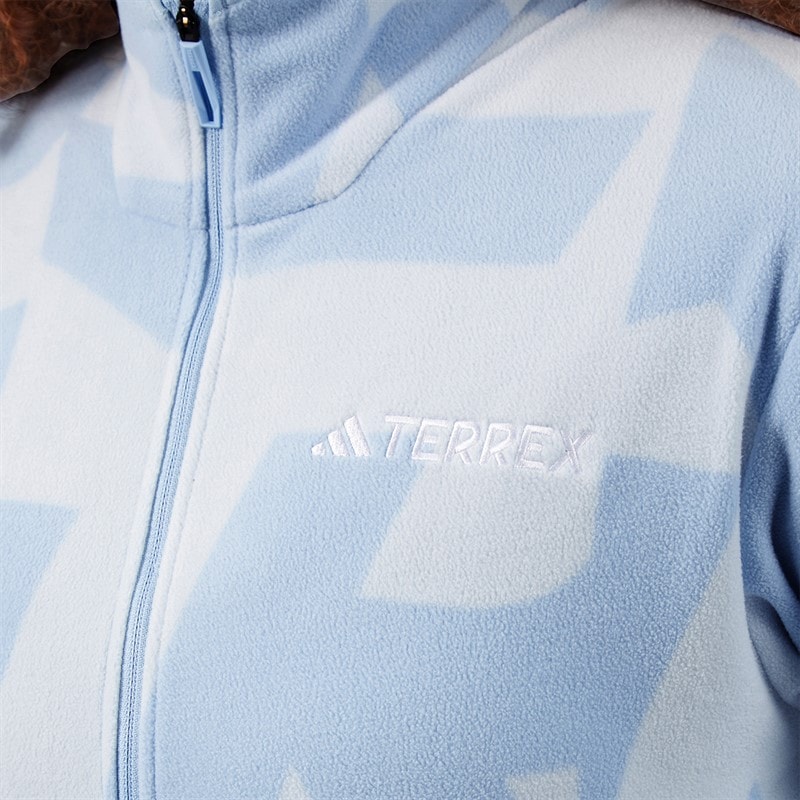 Womens Terrex Multi Printed Full Zip Fleece Jacket Glow Blue/Crystal Sky - Image 3