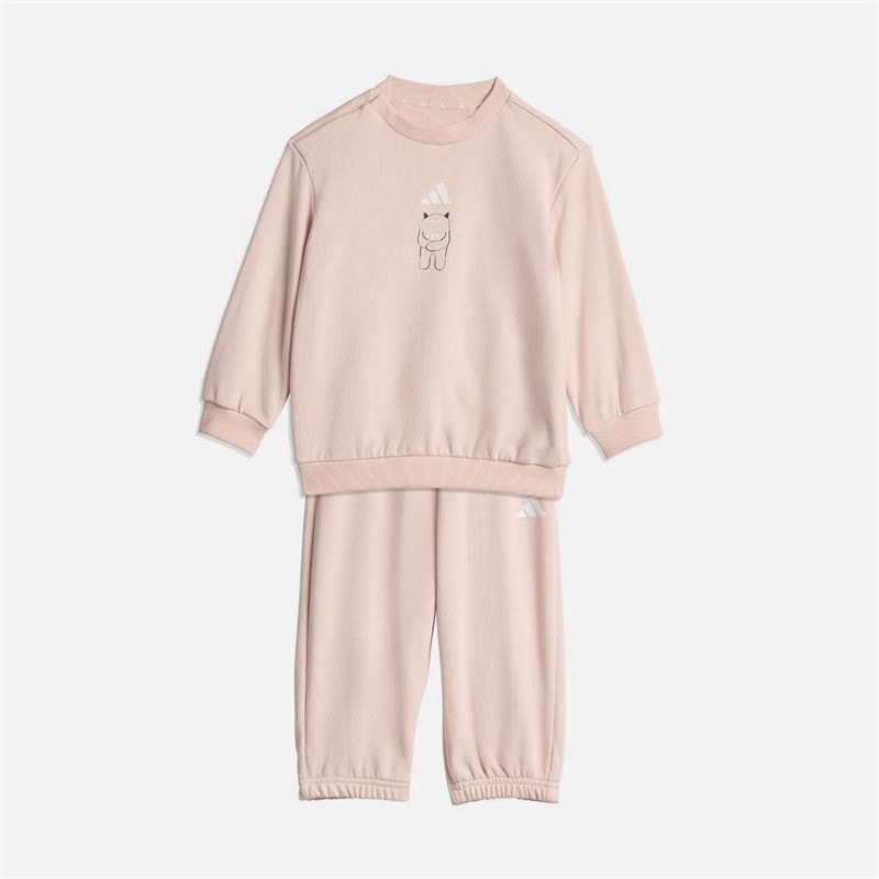 adidas Infant Girls Tiro Monster Sweatshirt And Joggers Set Blush Pink/White