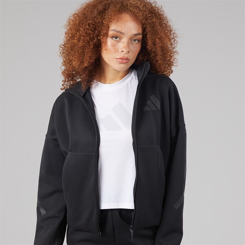 adidas Womens Z.N.E. Full Zip Hoodie Black