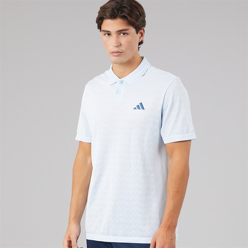 adidas Mens Ultimate365 Tour Seamless Golf Polo Shirt Crystal Sky/White