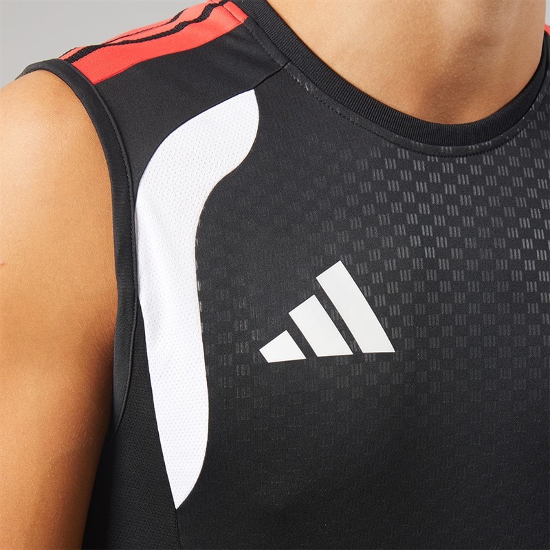 Mens Tiro 26 Competition Sleeveless Top Black/Semi Luminous Red - Image 3