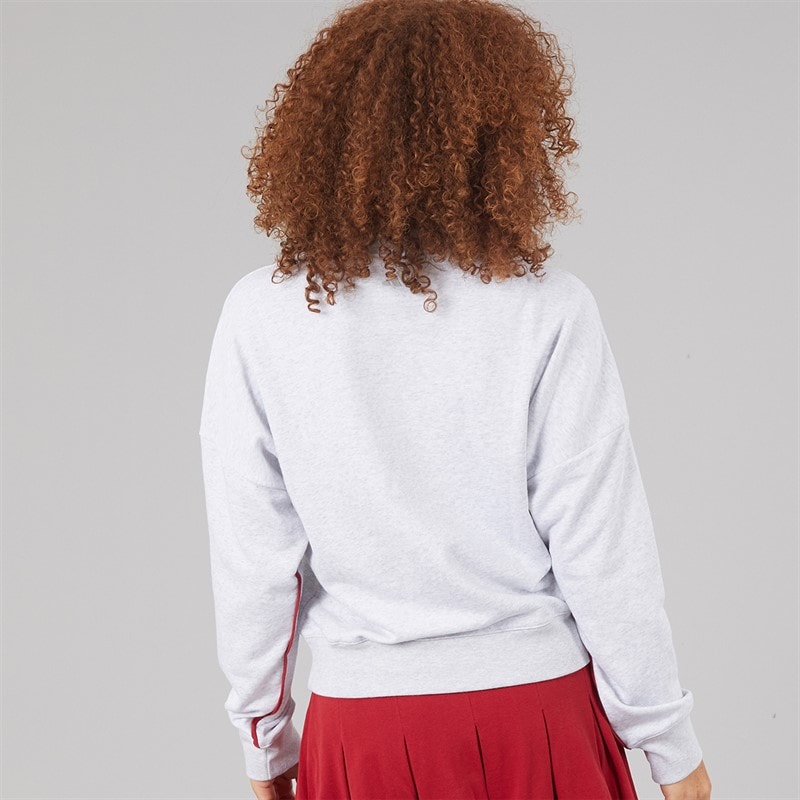 Womens Seasonal Essentials Colorpop Sweatshirt With Embroidered Graphic Light Grey Heather/Active Maroon - Image 2