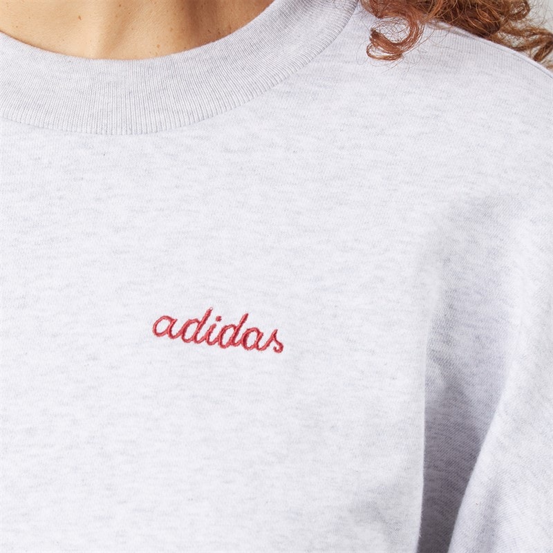 Womens Seasonal Essentials Colorpop Sweatshirt With Embroidered Graphic Light Grey Heather/Active Maroon - Image 3