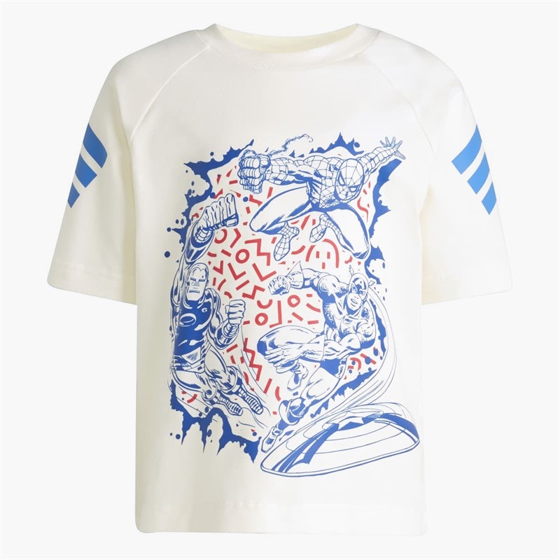Kids x Marvel Avengers T-Shirt And Shorts Set Off White/Ray Blue - Image 2