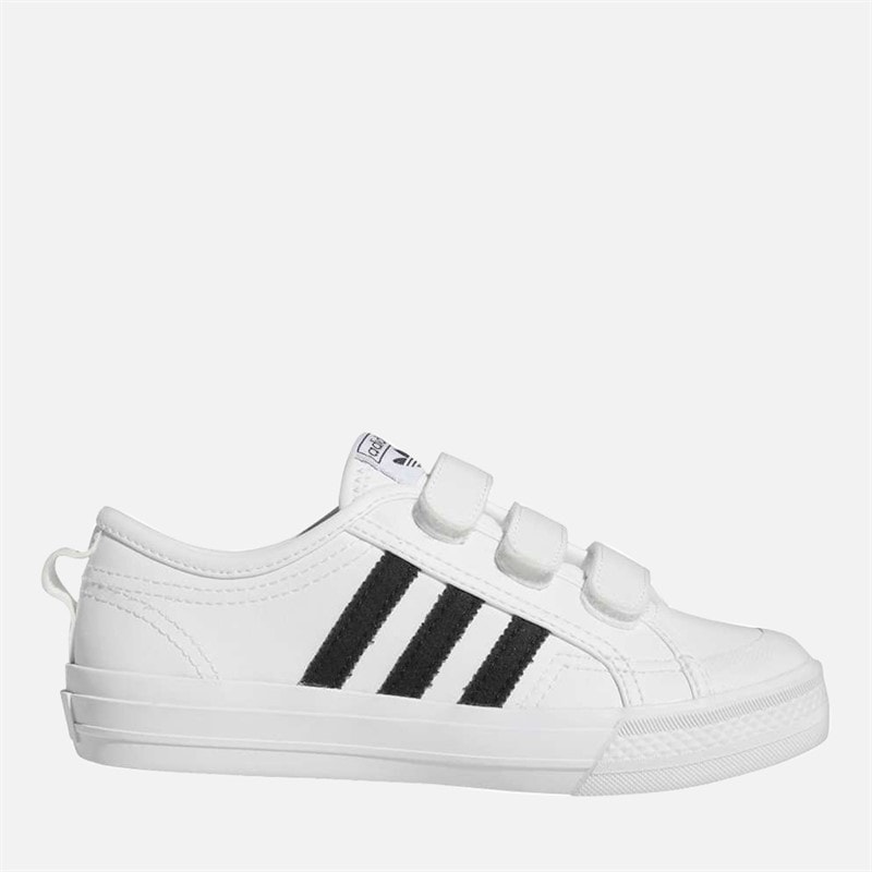 adidas Originals Kids Nizza Comfort Velcro Trainers Cloud White/Core Black/Cloud White