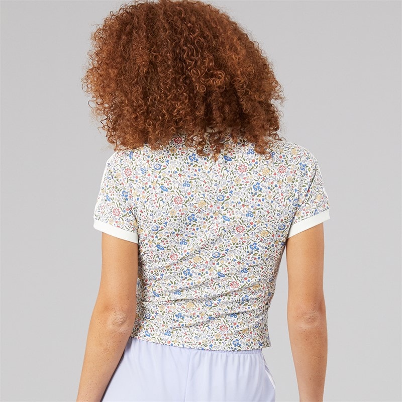 Womens adidas Originals x Liberty London Cali T-Shirt Off White/Semi Lucid Red - Image 2